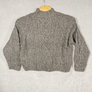 The Limited Hand Knit Cable Knit Aran Wool‎ Blend Fisherman Sweater Womens Large